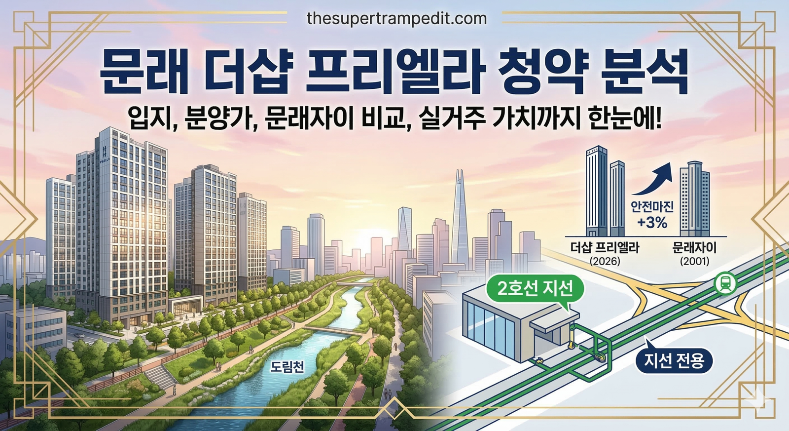 서울 영등포구 문래동 더샵 프리엘라 아파트 조감도 — 2026년 청약 분양가 및 문래자이 시세 비교 분석